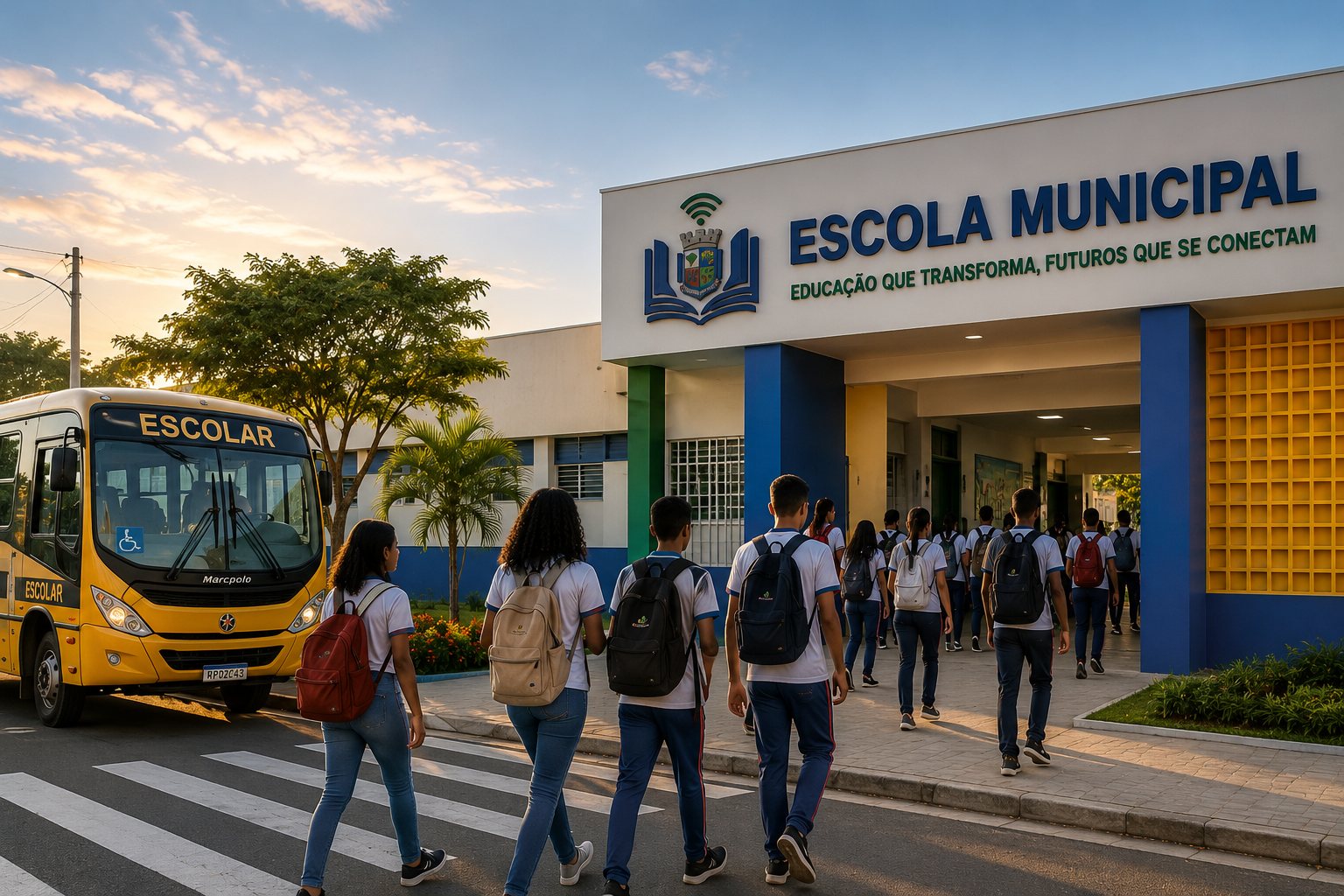 Transporte escolar na escola municipal